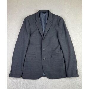 Express Suit Jacket Mens 36R Gray Wool Check Extra Slim Stretch 2 Button
